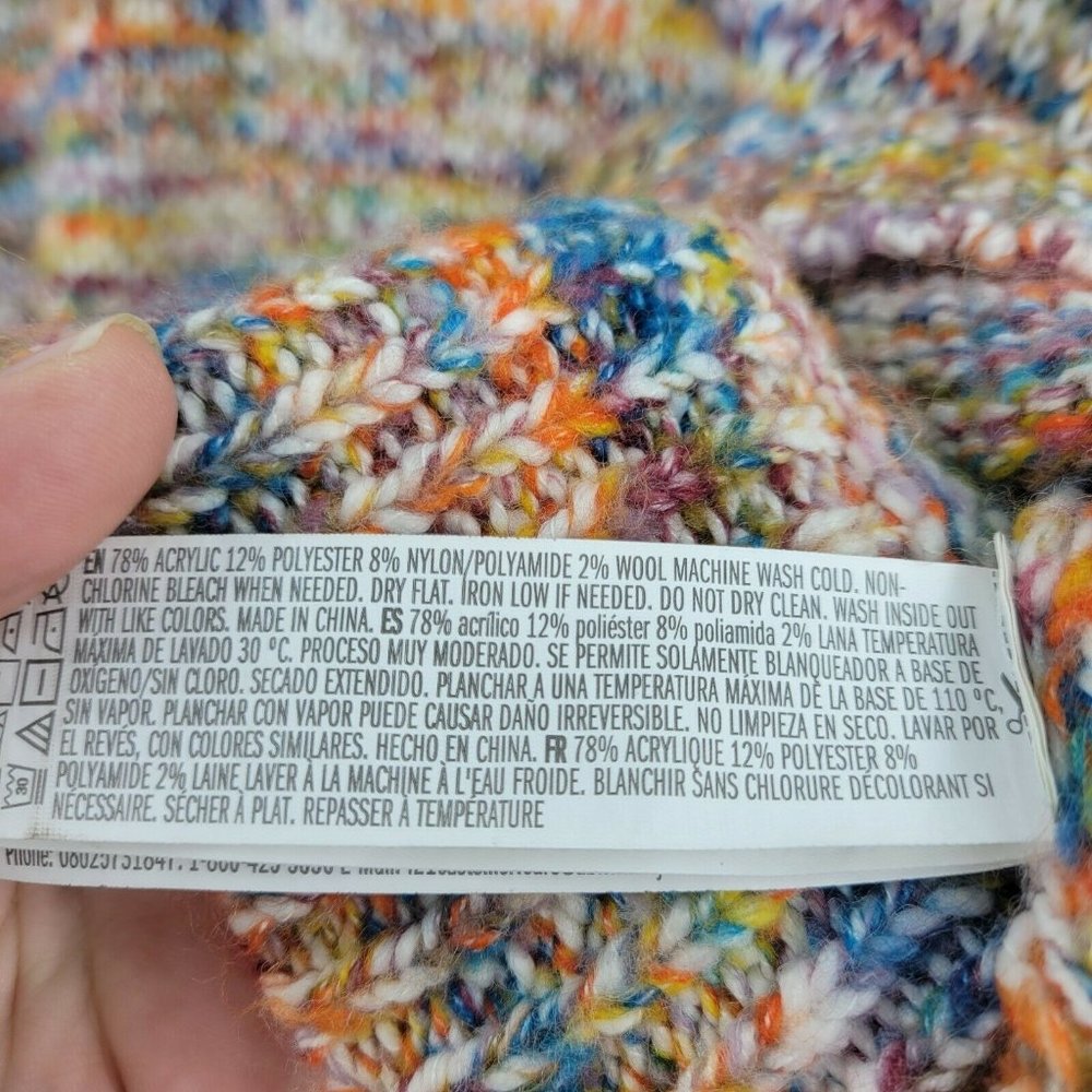 Forever 21 Wool Blend Chunky Knit Crewneck Sweater Multicolor Cropped Small - Picture 7 of 10